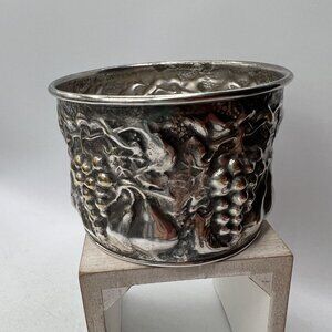 De Uberti Italy Silver Plated Majolica Wine Bottle Coaster Grapes Pears